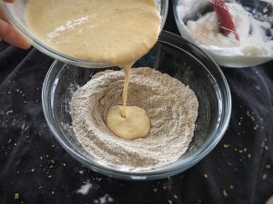 Blueberry Buckwheat Pancakes - Combine Everything Together