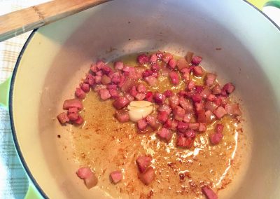 Carbonara - Fry your Pancetta and Garlic