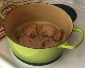 Dutch Oven Chicken and Rice- Brown Chicken