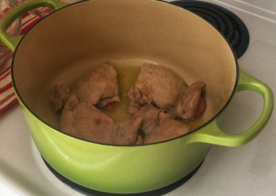 Dutch Oven Chicken and Rice- Brown Chicken