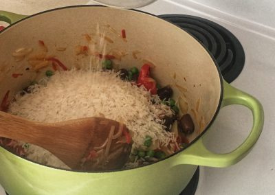 Dutch Oven Chicken and Rice- Dry Fry your Rice