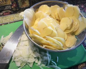 Scalloped Potatoes - Slice your Potatoes & Onions