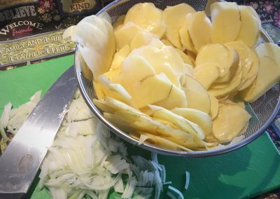 Scalloped Potatoes - Slice your Potatoes & Onions